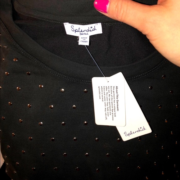 SPLENDID Studded Faded Black Top size Small NWT 🌟 - Picture 6 of 8